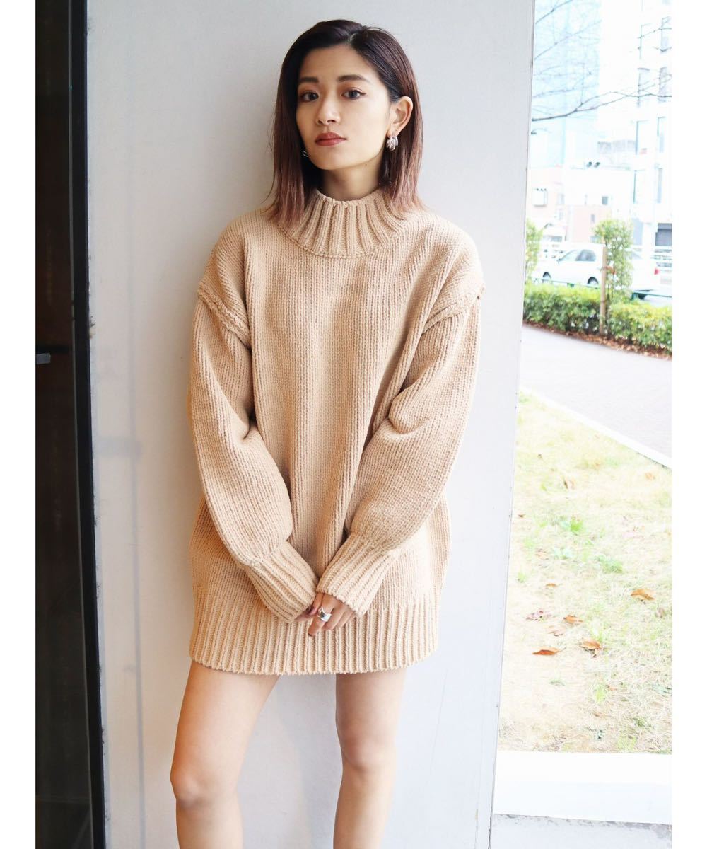 EMODA モールハイネックミニワンピース オレンジ ニット EMODA モールハイネックミニワンピース オレンジ ニット