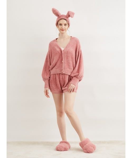 gelato pique◆ラビットモコショートカーディガン フェザー ジェラート ピケ piqu ピンク ルームウェア パジャマ 部屋着 美品