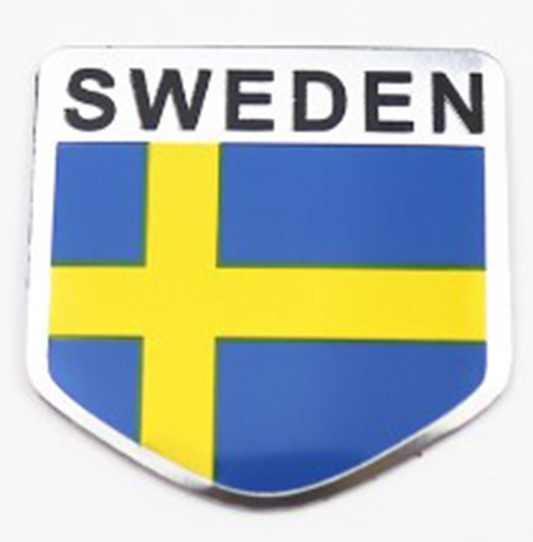 スウェーデン国旗 アルミ エンブレム ステッカー デカール アクセサリ カスタム VOLVO ボルボ SAAB S40 v40 V50 V60 V70 xc40 XC60 S80 C70_画像1