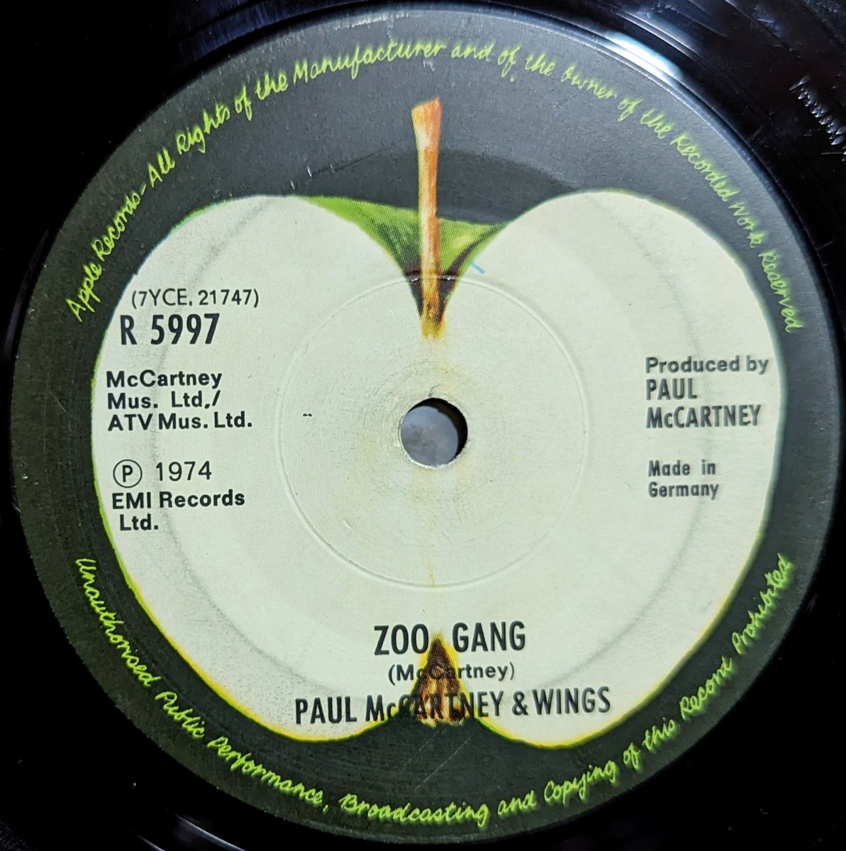 Paul McCartney & Wings-Band On The Run/Zoo Gang★英/Made In Germanyソリッド・センター・ラベ7"/マト1_画像2