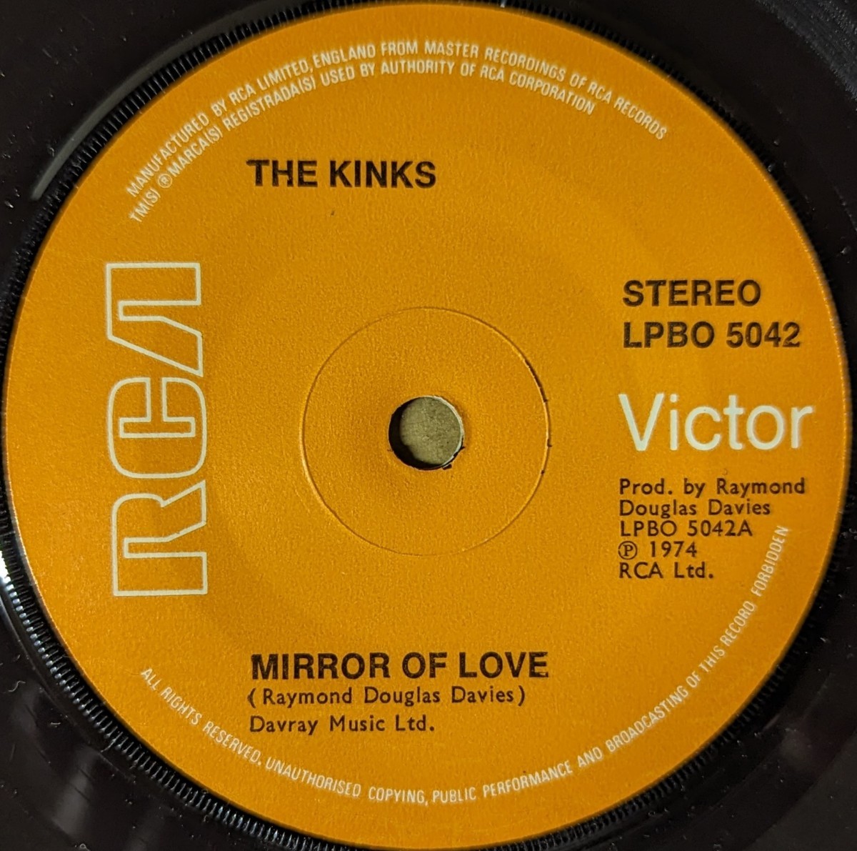 The Kinks-Mirror Of Love★英Orig.7"/マト1_画像1