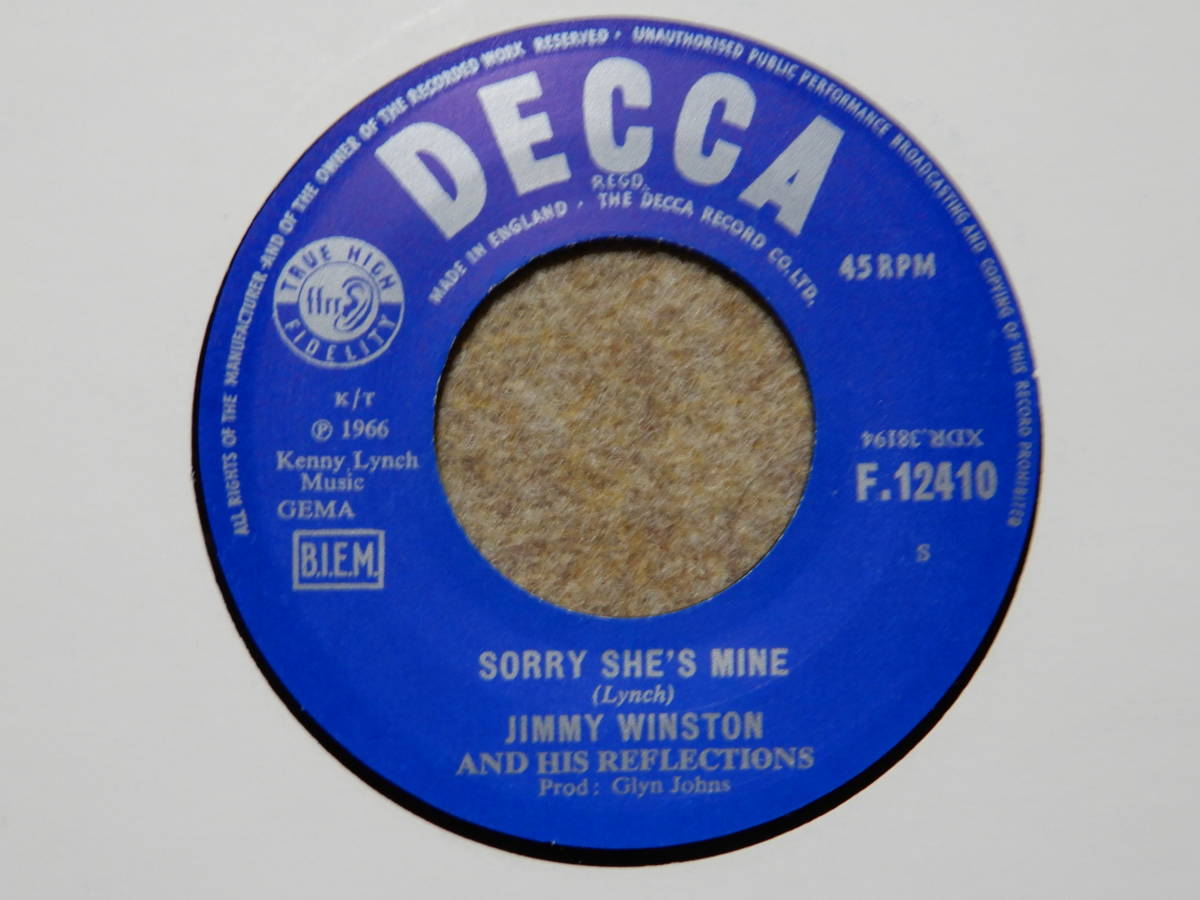 Jimmy Winston & The Reflections(Small Faces)-Sorry She's Mine★英・復刻7”/Modsの画像1