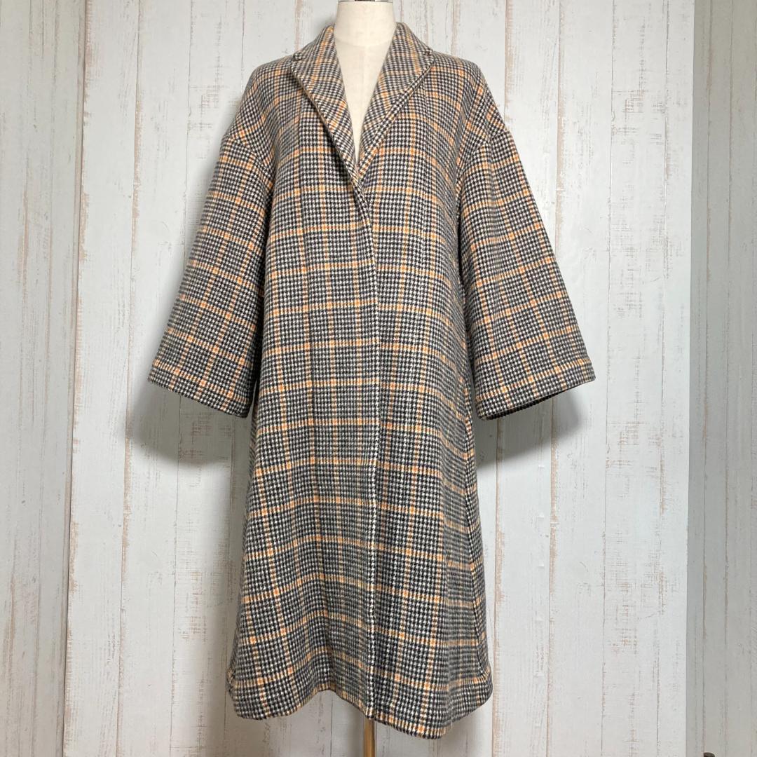 【美品】TICCA ティッカ ロングコート 千鳥柄 タータンチェック ウール