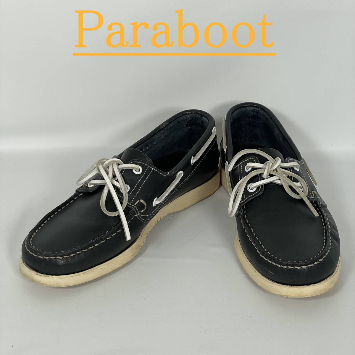 休日限定 【美品】Paraboot パラブーツ 紺 レザー デッキシューズ