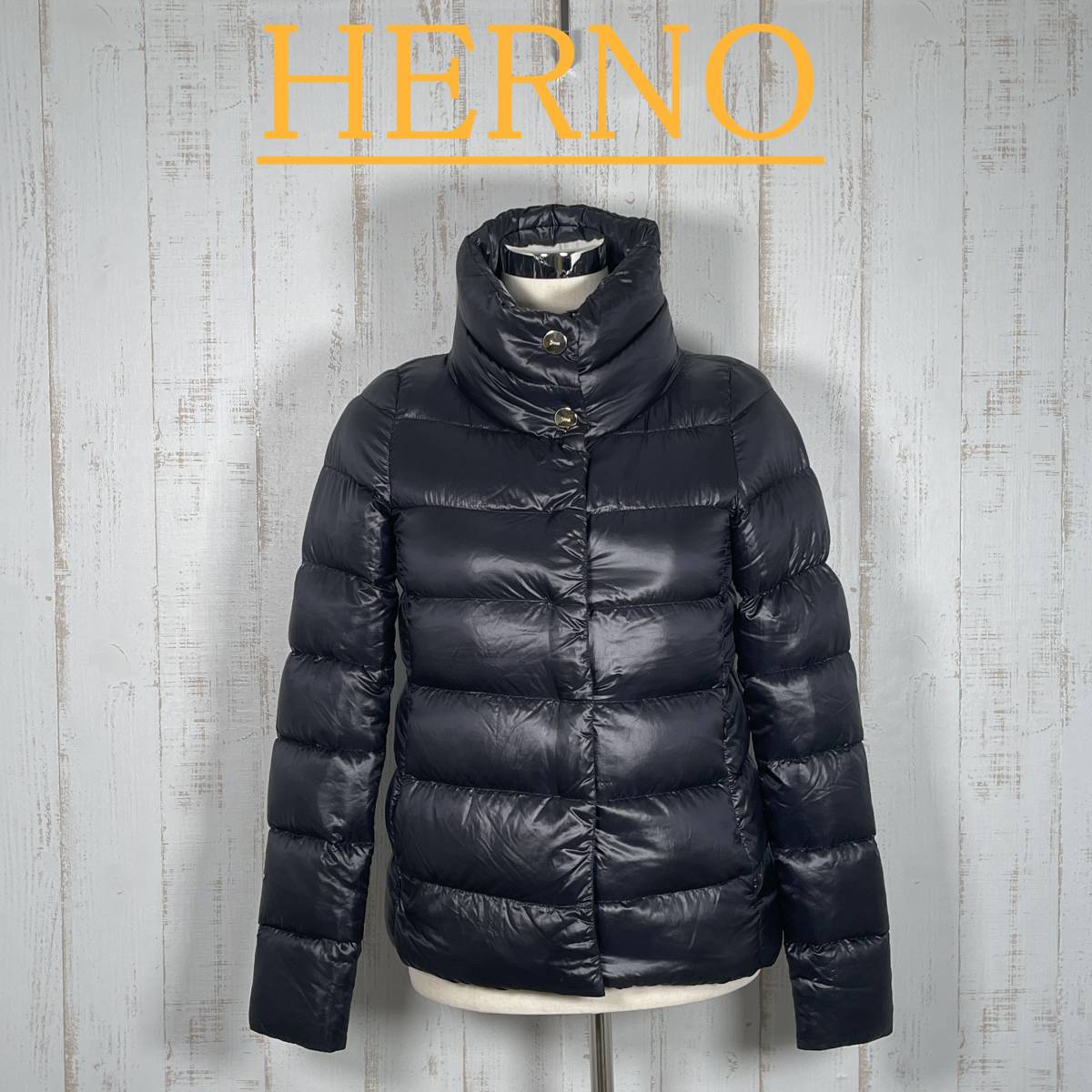 【極美品】HERNO ヘルノ ダウンジャケット ロゴボタン 黒 Yahoo!フリマ（旧）