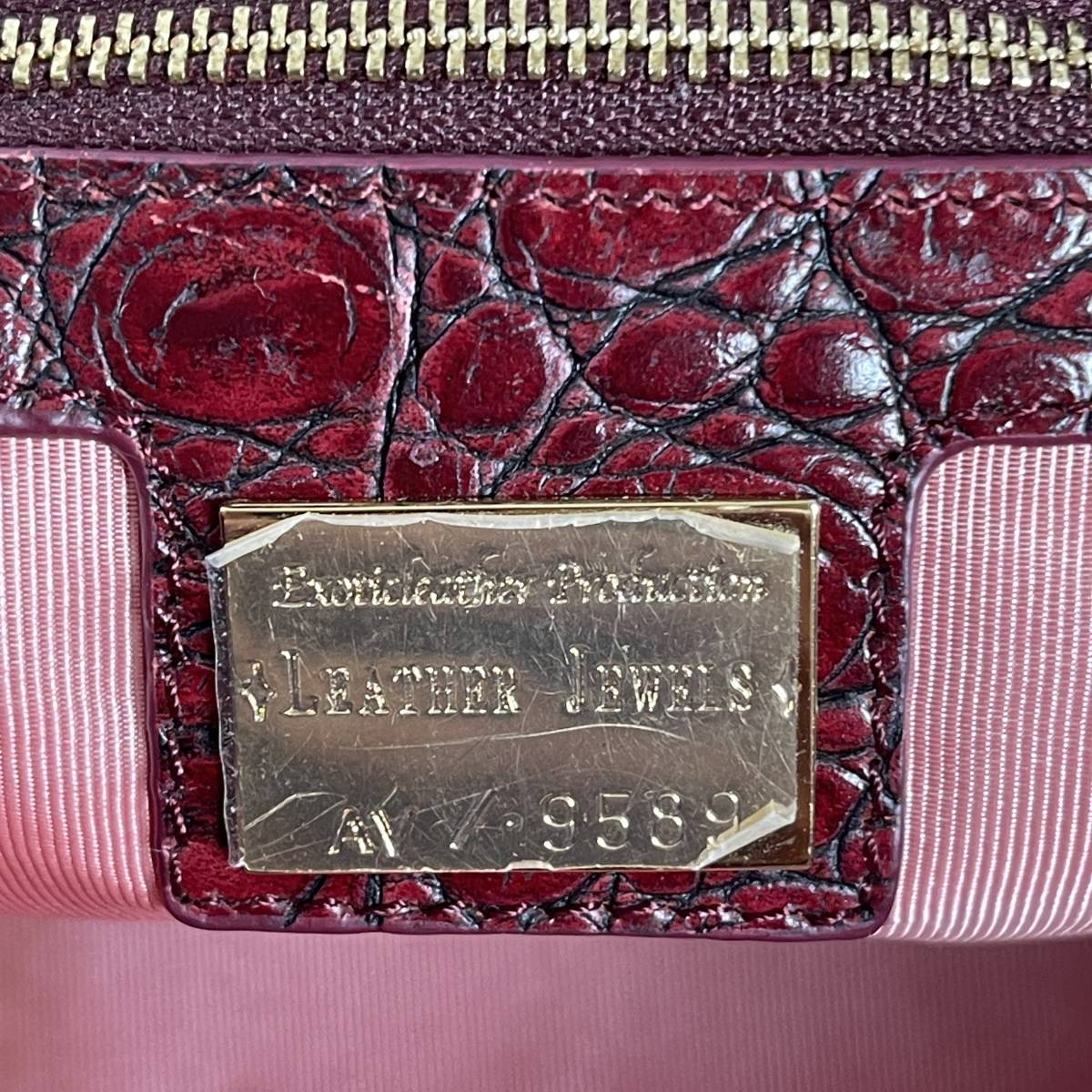良品】LeatherJewels レザージュエルズ ハンドバッグ クロコ 赤 Yahoo
