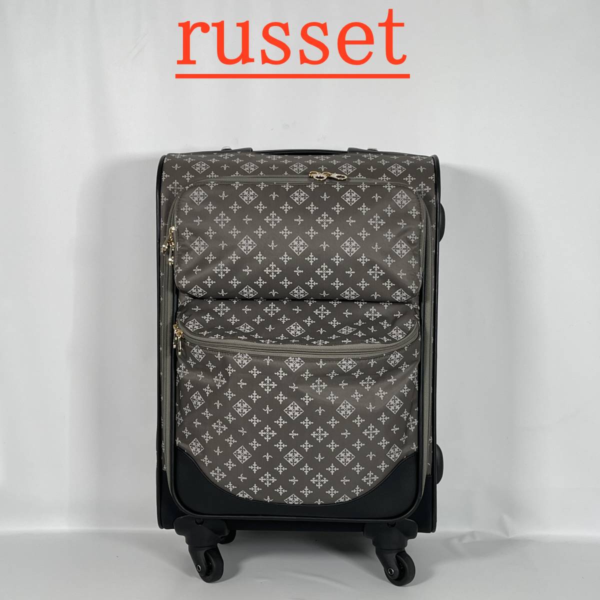 【極美品】russet ラシット キャリーバッグ モノグラム ロゴ グレー_画像1