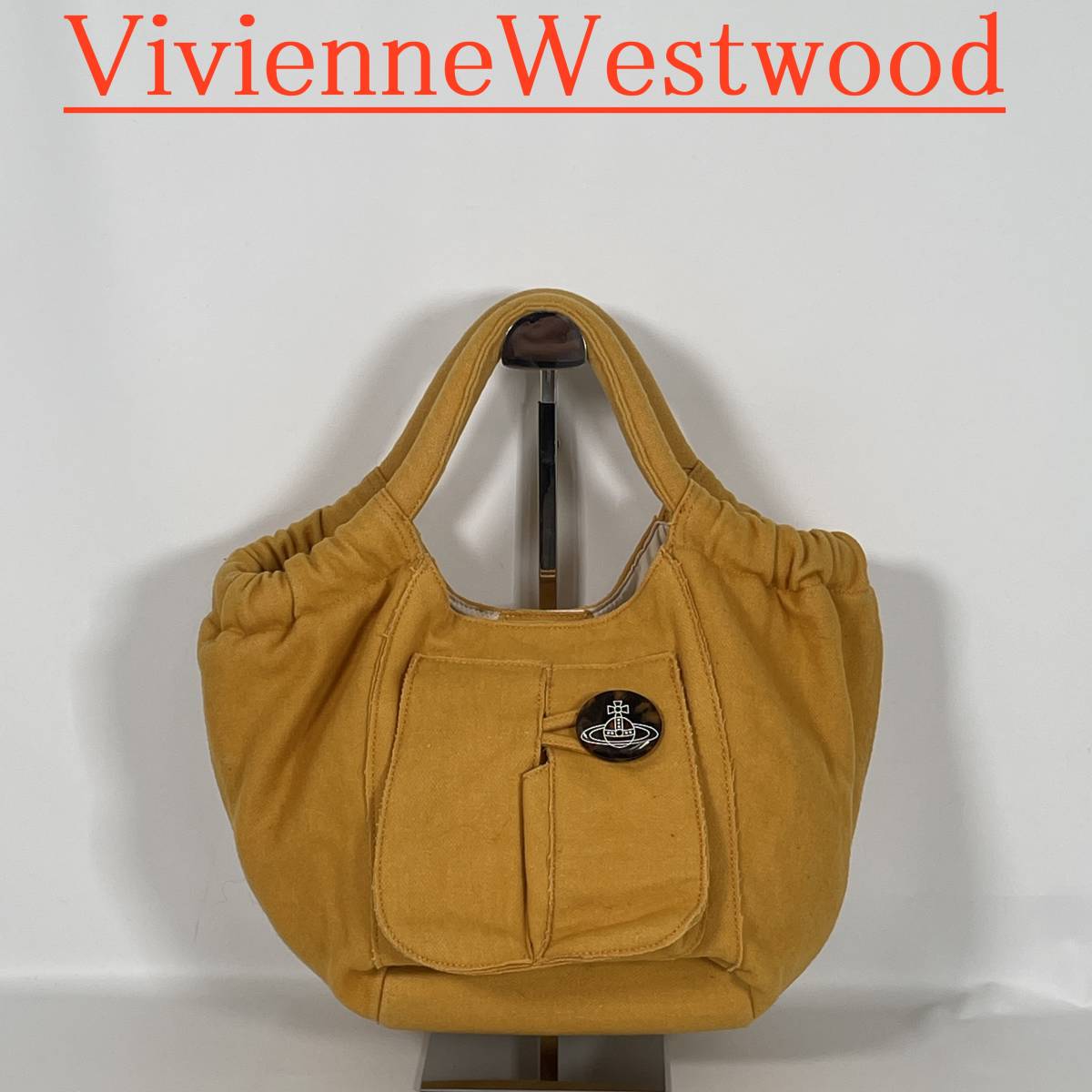 【良品】VivienneWestwood ヴィヴィアンウエストウッド ハンドバッグ ロゴ 黄