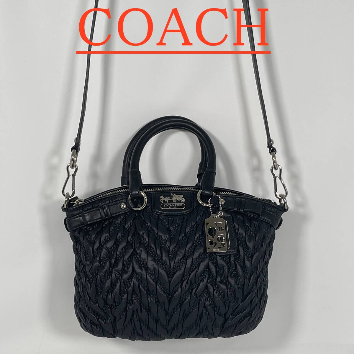 極美品】COACH コーチ ショルダーバッグ 2way ロゴチャーム 18598 黒