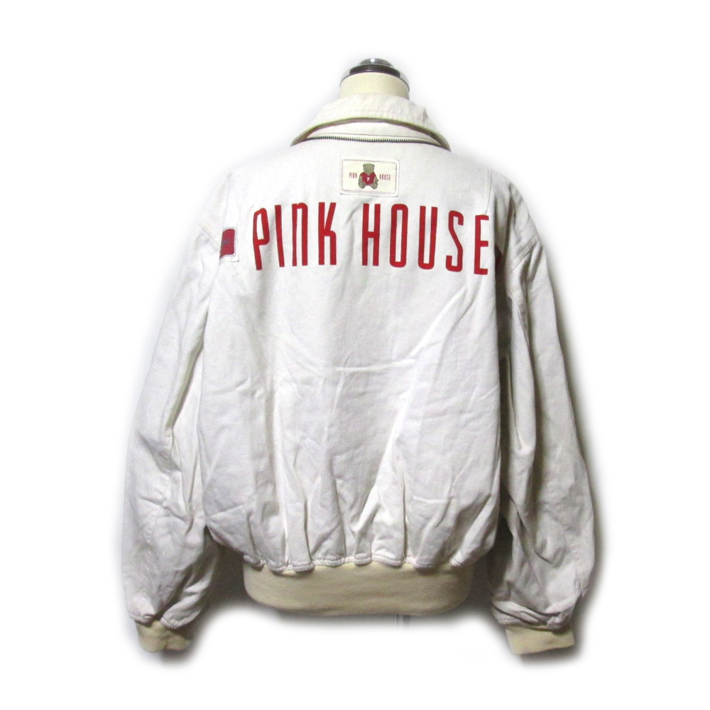 Vintage PINK HOUSE Vintage Pink House back Logo stadium jumper. jacket 136365-q