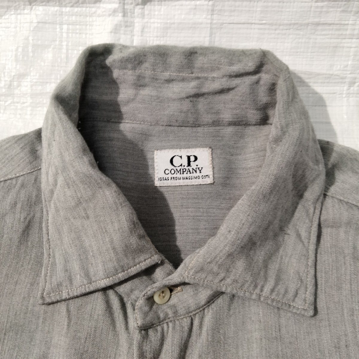 シーピーカンパニー C.P. CP COMPANY　ビスコース　レーヨン　 長袖 rayon ライトグレー シャツ イタリア製　80〜90's トロみ　ドレープ　_画像3