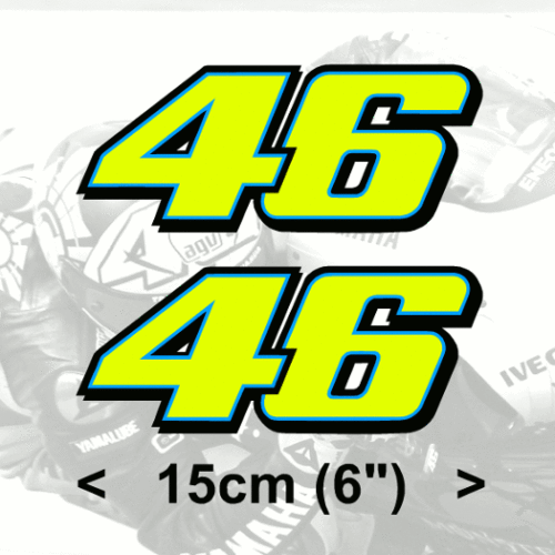 送料無料 Valentino Rossi Sticker FLUORESCENT YELLOW バレンティーノ・ロッシ ドクター ステッカー シール デカール 2枚セット 15cm_画像3