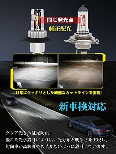 【サイズ・進化モデル】Briteye(まぶしい) 車/バイク用 LED ヘッドライト H4 車検対応 CSPチップ搭載 高輝度 ホワイト H4 LEDバルブ hi_画像4