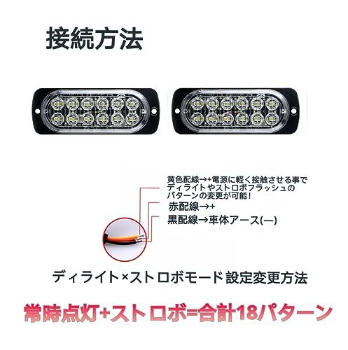 スーパーブライト 超爆眩 LED ストロボライト ストロボフラッシュ デイライト12LED搭載 点滅 緊急 警告灯 汎用車用 12V 24V 車 バイク_画像3