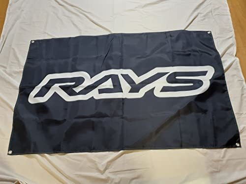 「RAYS（レイズ）ブラック」特大フラッグ・旗バナー約150ｃｍ×90ｃｍのビックサイズでお部屋・ガレージの装飾に最適！アメリカ雑貨・カー_画像1