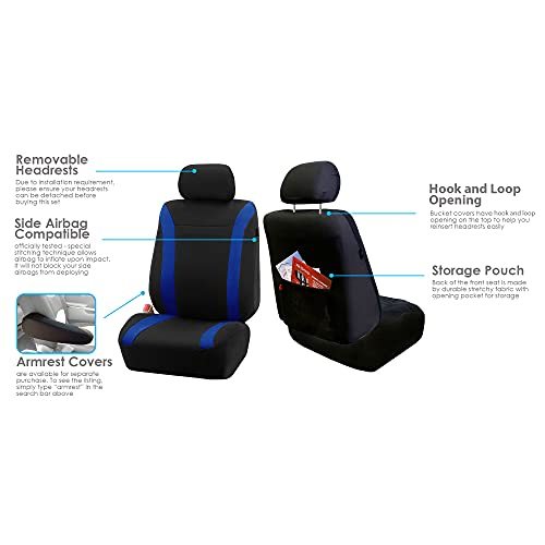 FHグループインターナショナル 自動車用シートカバー 布製 フルセット 汎用フィット ローバックタイプ 後席分割式 エアバッグ対応 洗える_画像3