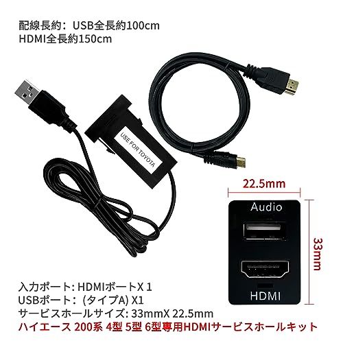 OTORAM ハイエース 200系対応 4型 5型 6型専用 USB入力ポート＆HDMI入力ポート オーディオ中継 オーディオパーツ スイッチホールパネル_画像2