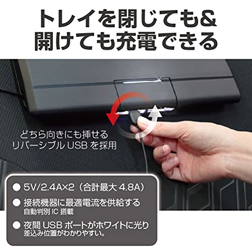 星光産業 車内用品 シートバックトレイ EXEA(エクセア) USB電源付リアトレイ EB-213 ブラック_画像5