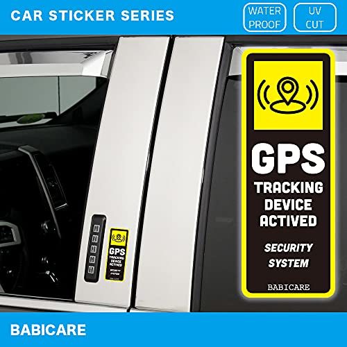 【BABICARE】GPS TRACKING GPS追跡 ステッカー シール 2枚 耐熱/耐水/耐光/UVカット/日本品質 PET製 (黄,_画像2