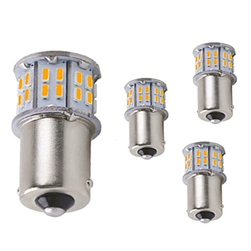 黄色の琥珀 4個入り 高輝度 S25 シングル球 LED（P21W 1156 S25 G18 BA15S）ピン角180度 バックランプ 3014SMD 黄色の琥珀 12V 24V兼用_画像1