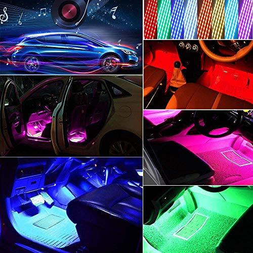 Justech 車用LEDテープ ライト 6PCS 72LED USB給電 4パターン点灯 音に反応 RGB 8色切替 車内装飾用 リモコン付き フットライトの画像3