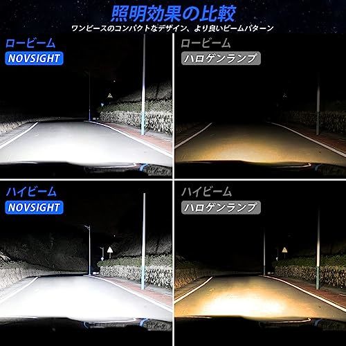 NOVSIGHT led ヘッドライト H4 hi/lo led バルブ 車検対応13000LM 60W DC9V-32V車対応 6500K 超高輝度 爆光 車/バイク用 フォグランプ_画像4