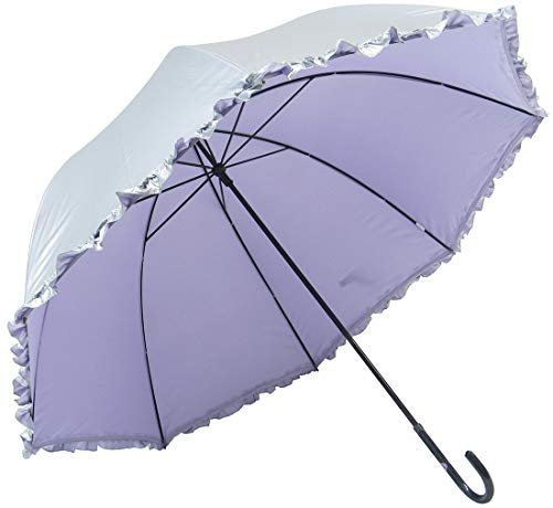 即決価格★ UPF50＋60ｃｍ 晴雨兼用 フリル付 UVカット 日傘 かわいいドーム型 生地表シルバーコーティング 日光を遮断