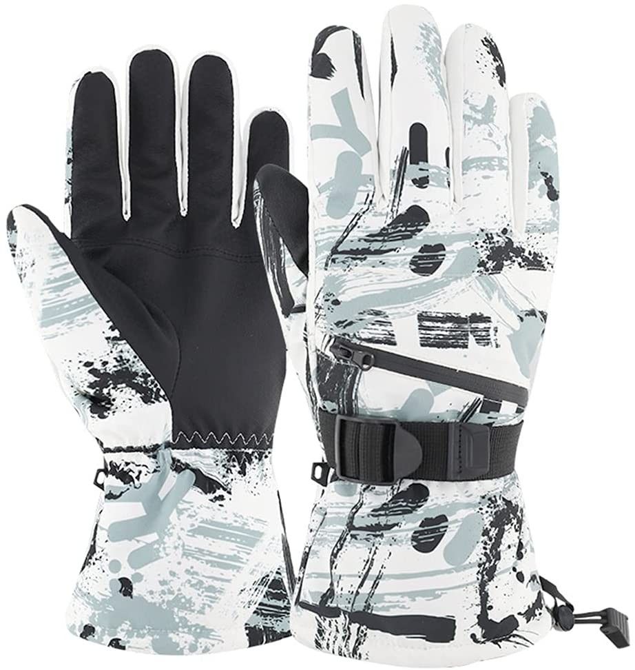 スキーグローブ 手袋 防水保温防寒 スマホ対応 雪遊び(サイズ：L ホワイト色)