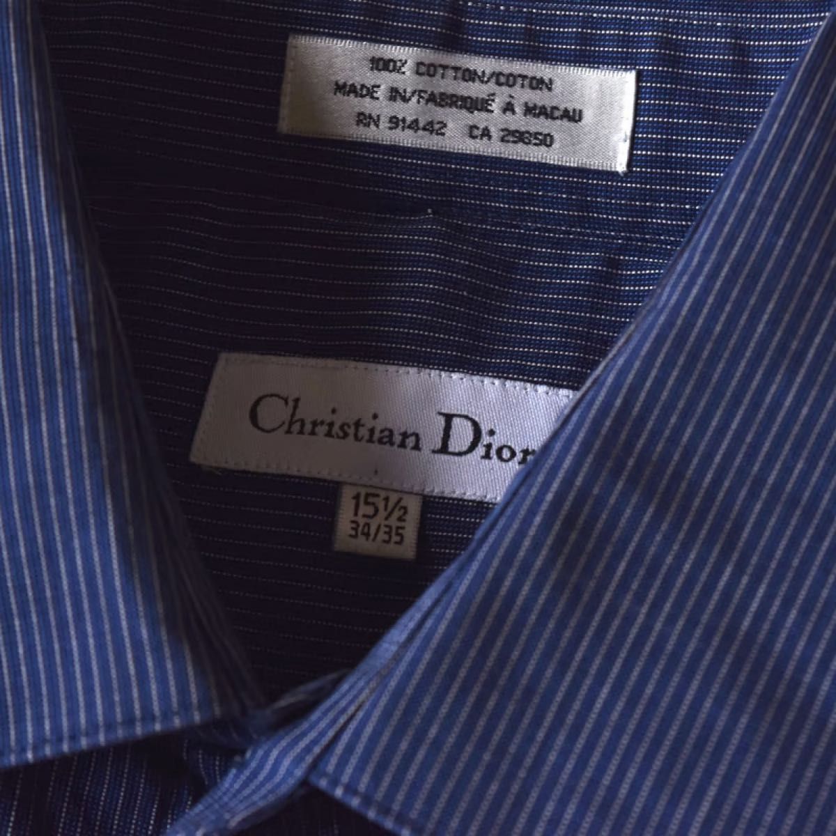 クリスチャン ディオール ストライプ カフスシャツ　Christian Dior 長袖シャツ　15 1/2 Lサイズ位