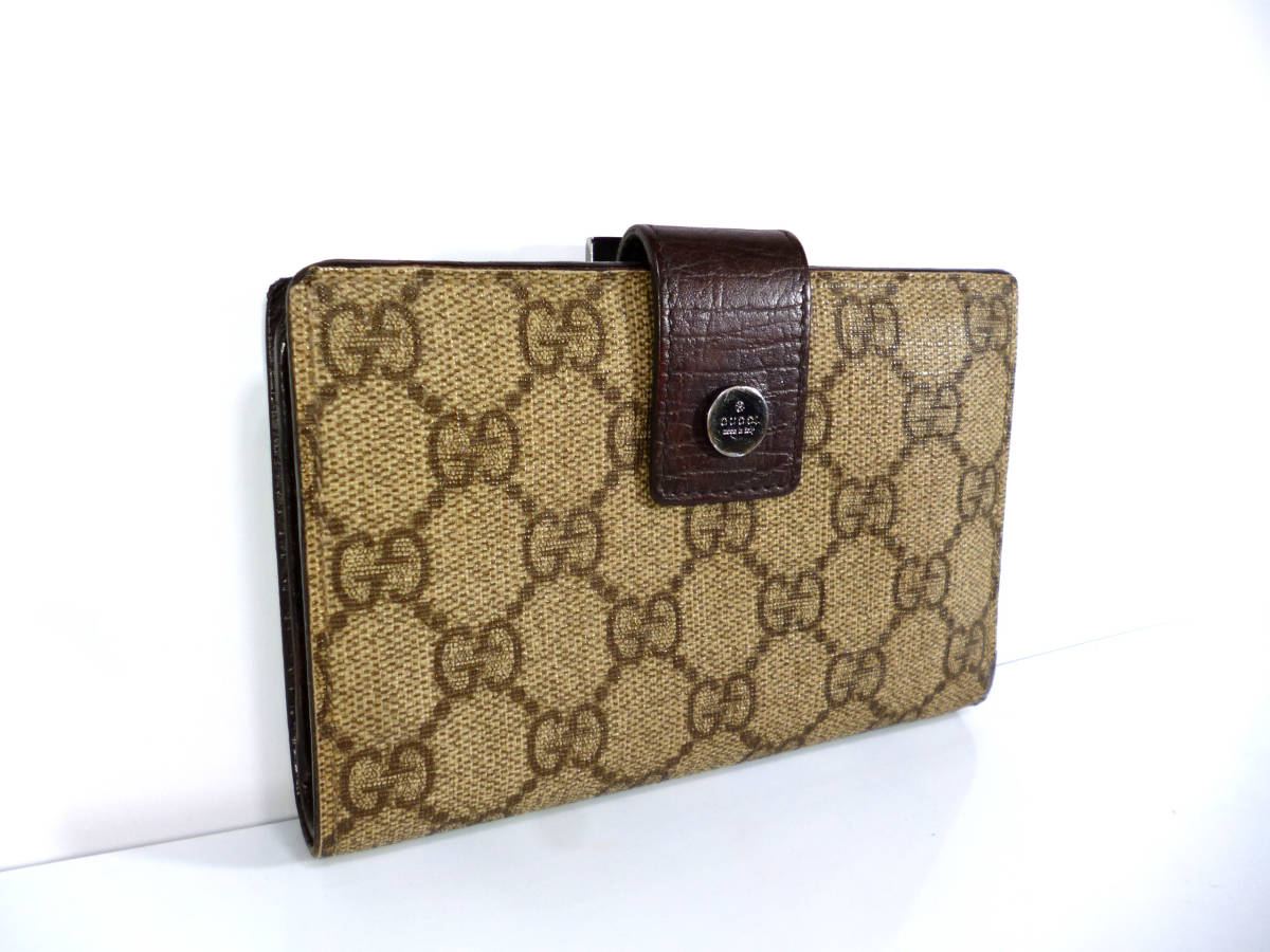 美品☆GUCCI/グッチ☆GG柄☆本革レザー×PVC☆2つ折り長財布☆ガマ