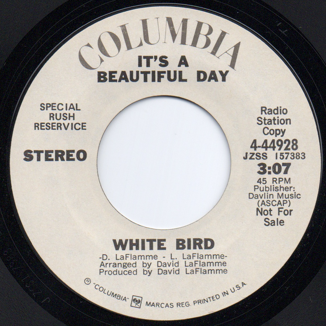 [7] It's A Beautiful Day / White Bird / Columbia / 4-44928 / Psychedelic Rock_画像1