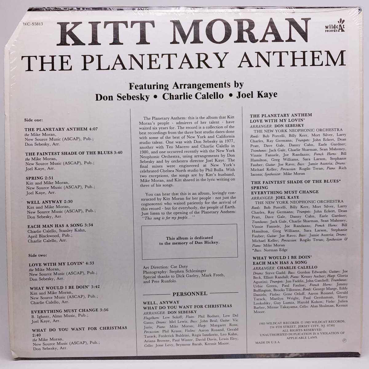 [LP] '83米Orig / Kitt Moran / The Planetary Anthem / Wildcat Records / WC-5813S / Contemporary Jazz / シュリンク_画像2
