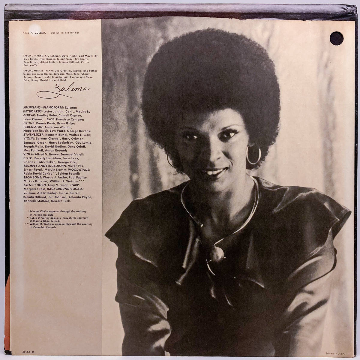 [LP] '75米Orig / Zulema / R.S.V.P. / RCA Victor / APL1-1152 / Soul / Funkの画像3