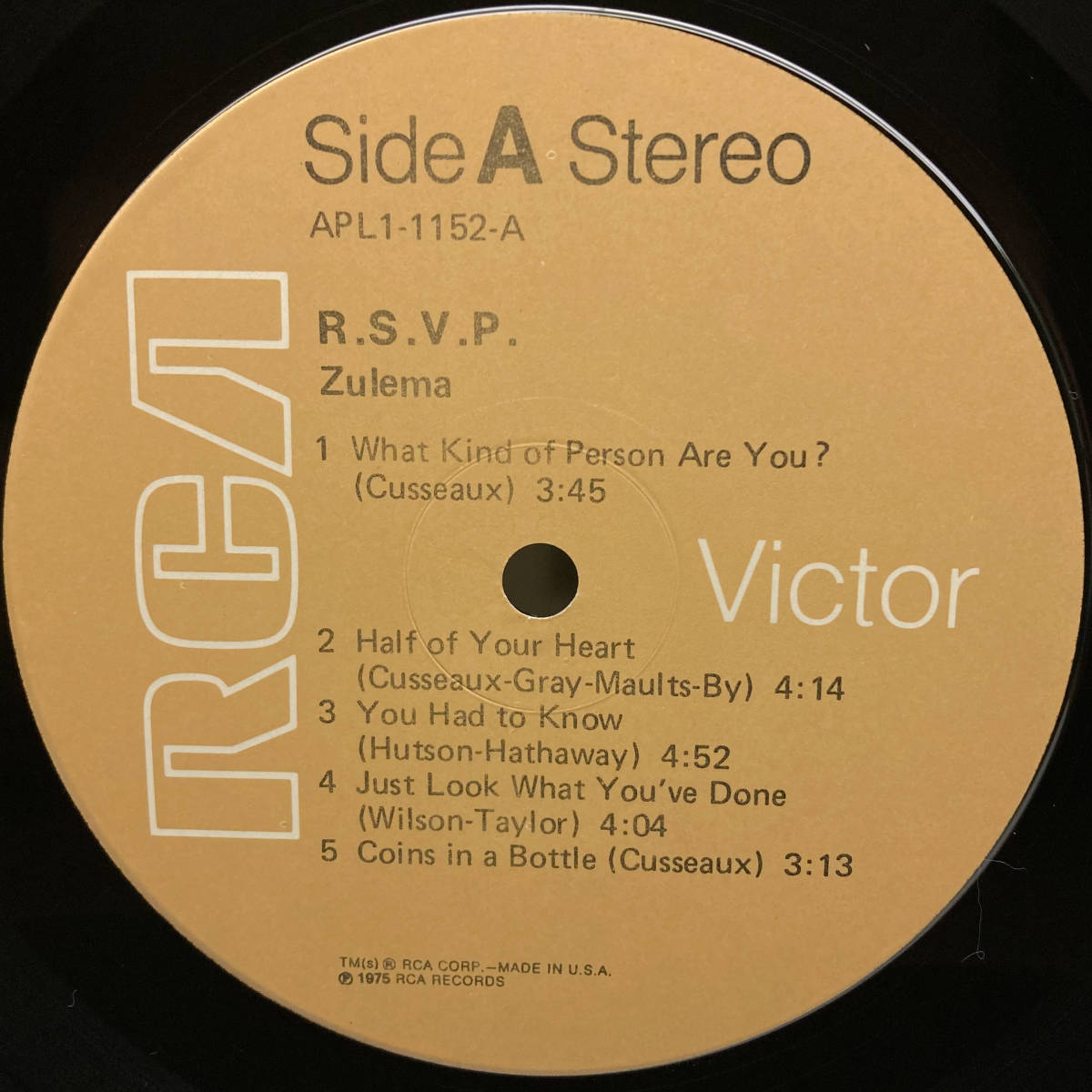 [LP] '75米Orig / Zulema / R.S.V.P. / RCA Victor / APL1-1152 / Soul / Funkの画像4