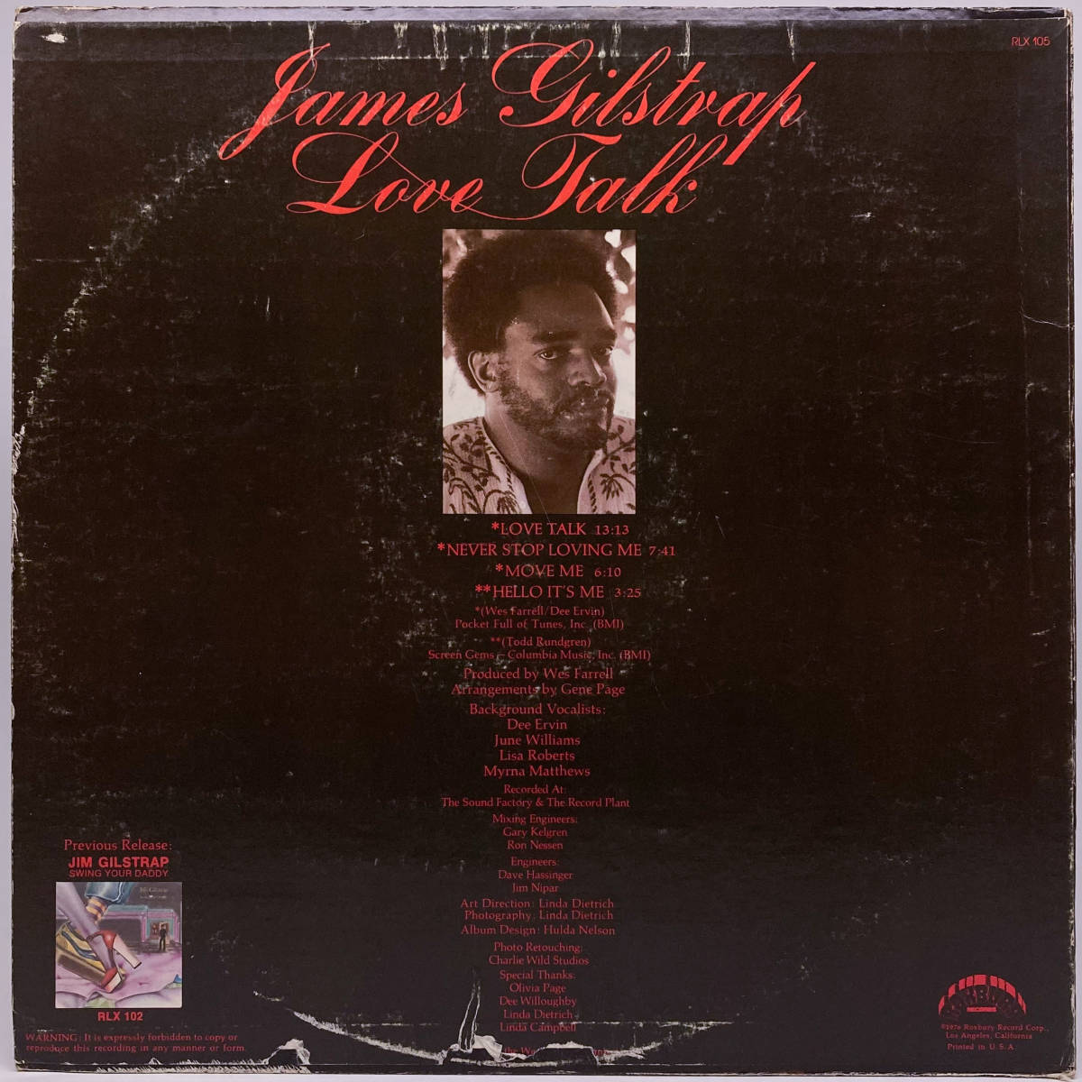 [LP] '76米Orig / Jim Gilstrap / James Gilstrap / Love Talk / Roxbury Records / RLX 105 / Soul / Disco_画像2