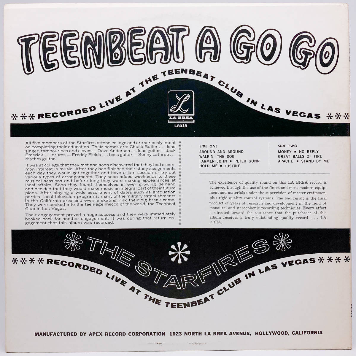 [LP] '65米Orig / The Starfires / Teenbeat A Go Go / La Brea / LS 8018 / Garage Rock_画像2