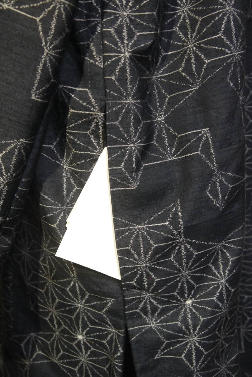 ★Ｄ＆Ｃ着物リメイク・カーデコート・絹・手織り十日町紬、変わり麻の葉★_ポケットです
