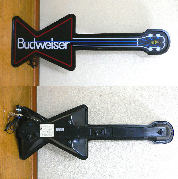 ★ バドワイザー Budweiser ギター 型 ネオン風 ディスプレイ ライト ★ 販促非売品