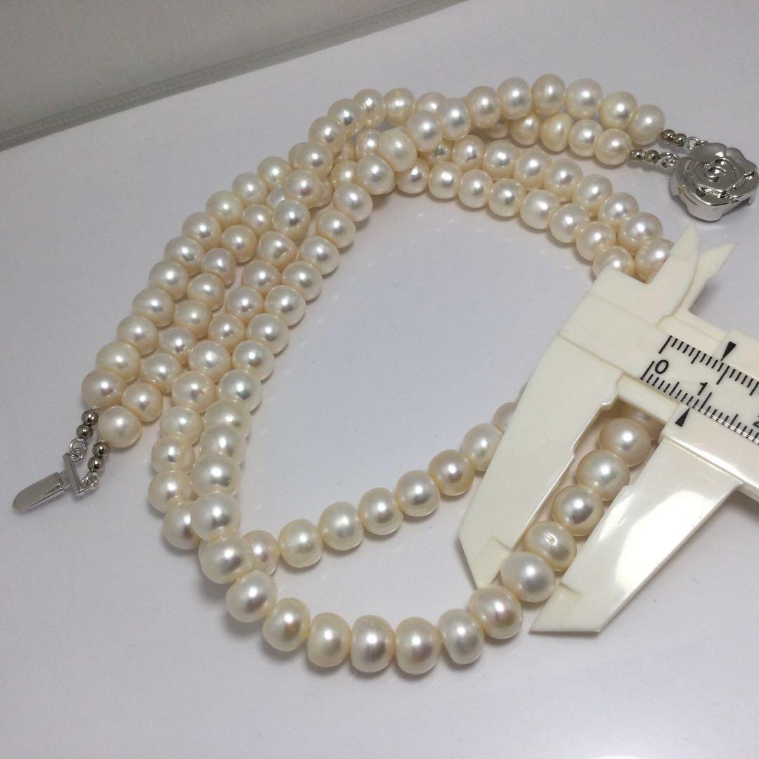 真珠淡水パール2連ネックレス冠婚葬祭フォーマルの定番本物最新作