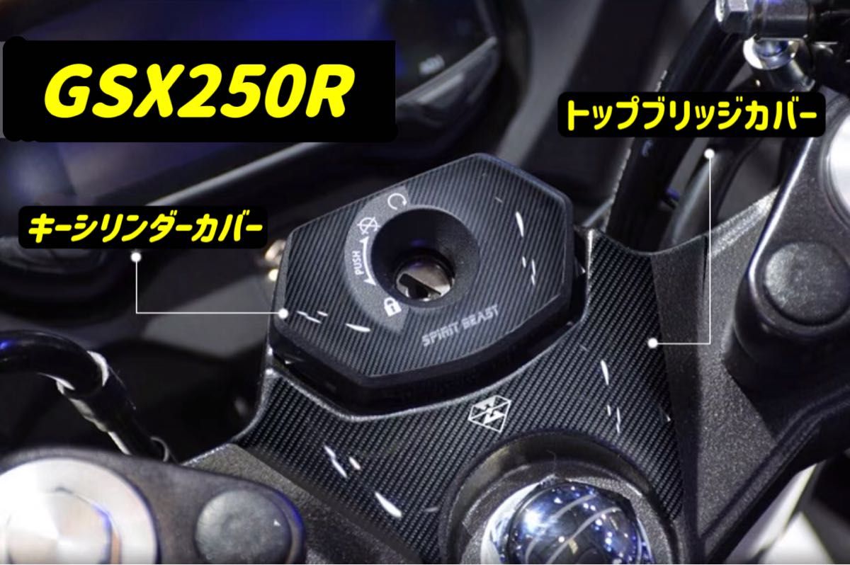 GSX250R トップブリッジカバー&キーシリンダー カーボン風プリン2枚セット