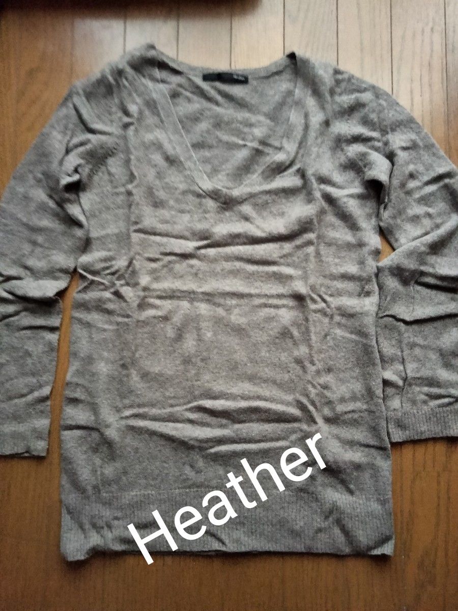 Heather ヘザー  Vネックニット ブラウン系 古着 カシミヤ混 アンゴラ混