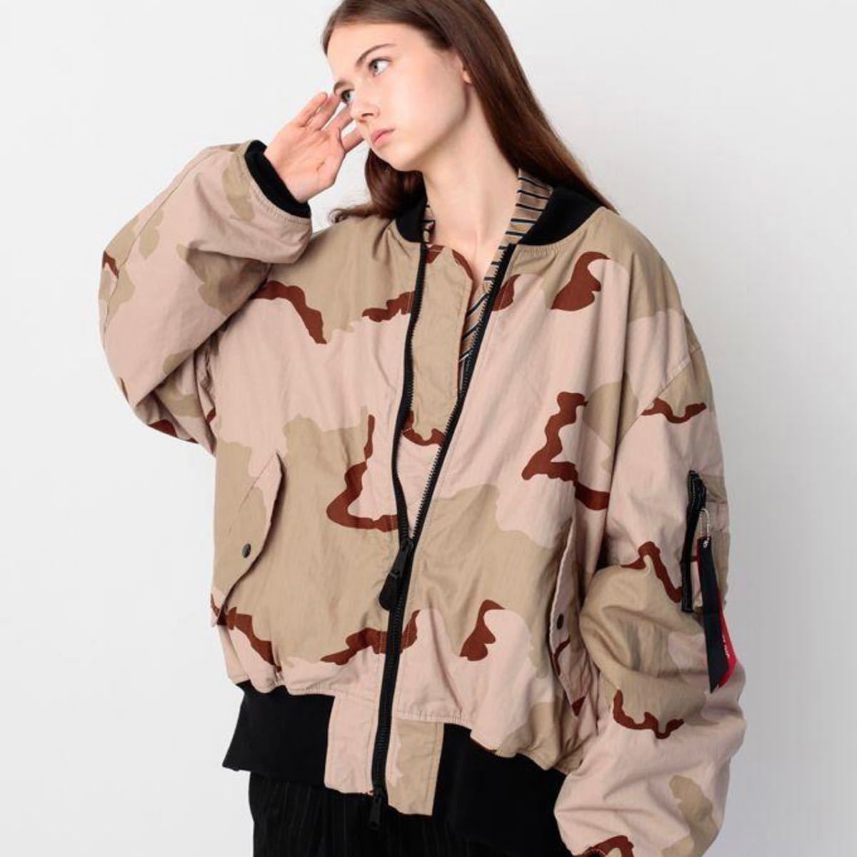 ＜ALPHA INDUSTRIES × monkey time＞ SIDE ZIP MA-1 迷彩（M） / モンキータイム アルファ MA1 サイドジップ 中綿なし_画像2