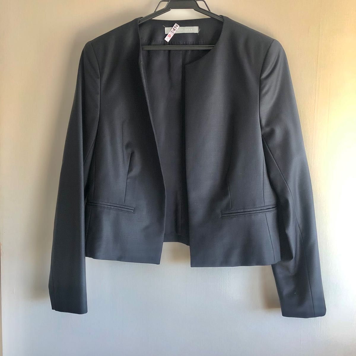 Theory luxe セオリーリュクス ノーカラー ジャケット ネイビー 40-