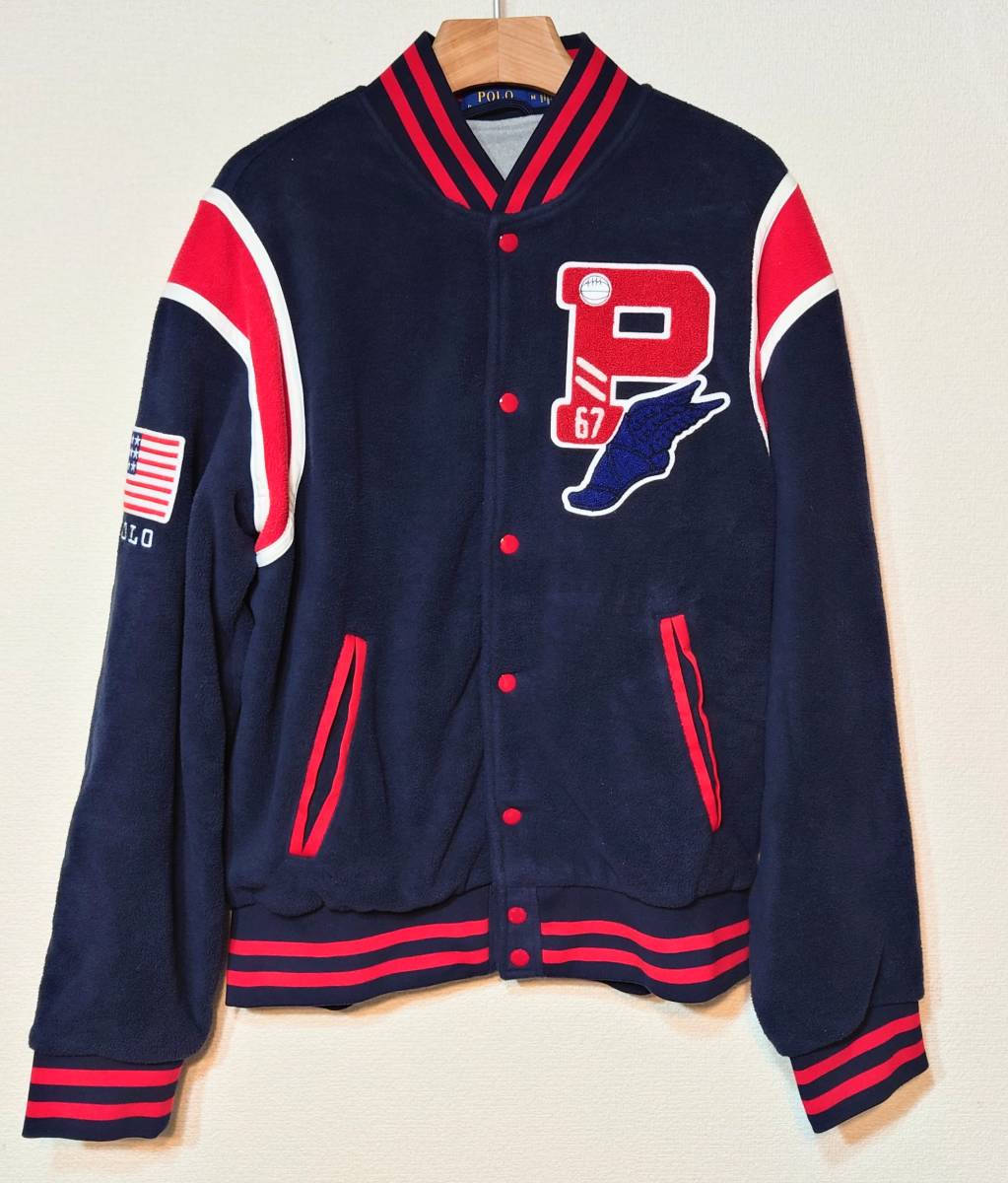 美品 POLO Ralph Lauren ポロ ラルフローレン 復刻 P-WING ウイングフット フリース スタジャン P-WING Fleece STADIUM JACKET Mサイズ TO_画像1