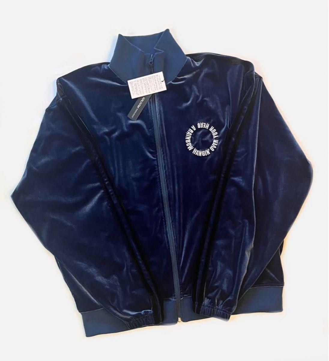 ベロア 袖2ライントラック ジャケット　ブルー　XLサイズ　メンズ レディース