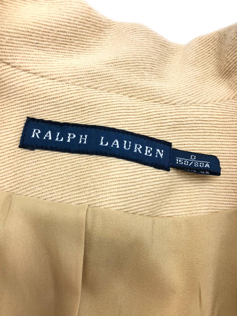 □RALPH LAUREN テーラードジャケット 0(150/80A) ベージュ ラルフローレン レディース 肘パッチ 0483508JKT 複数落札同梱OK B231009-302_画像3