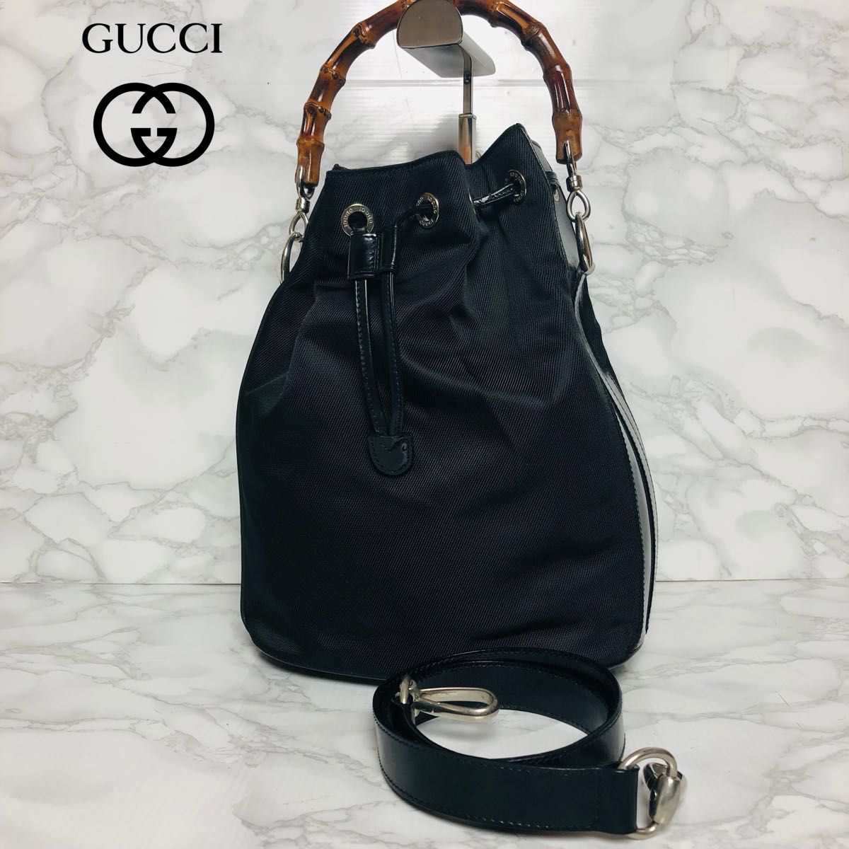 GUCCI グッチ 2WAY バンブー 巾着バッグ ハンドバッグ ショルダーバッグ