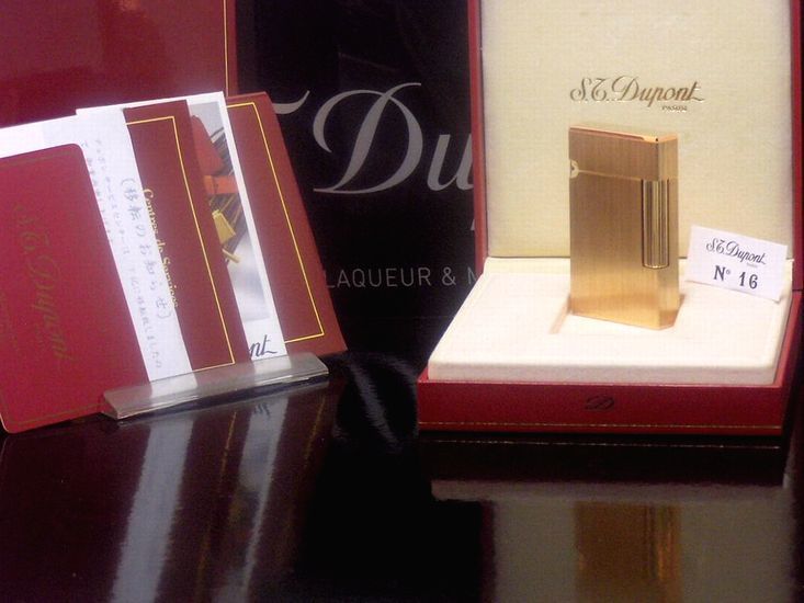 【 激レア　未使用品 】S.T.Dupont 織田裕二モデルG版 ピンク系ゴールド＆サイメ ライン2 ガスライター◆エス・テー・デュポン喫煙具グッズ