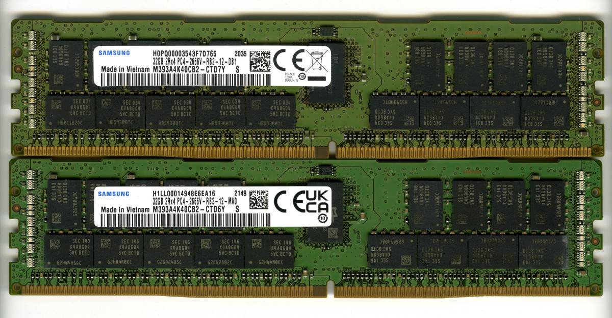 10％OFF】 【RDIMM】DDR4-2666、ECC Registered、32GBの2枚セットで