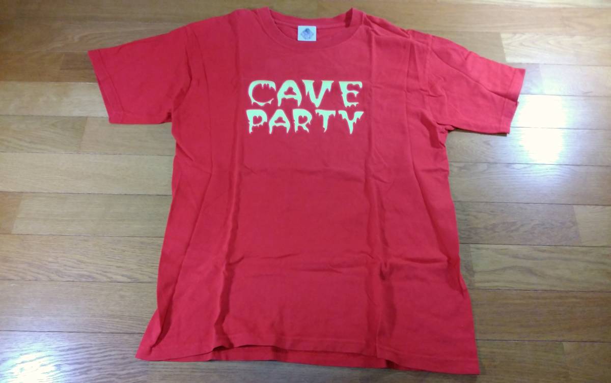 ザ・クロマニヨンズ CAVE PARTY Tシャツ SIZE:M-Lくらい 赤 送料215円～の画像1